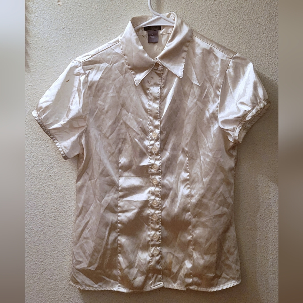 Pearl White Ann Taylor Button-Up